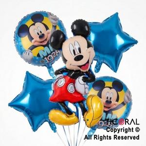 SET DE GLOBOS METALIZADO MICKEY CUERPO ENTERO 5 UNIDADES